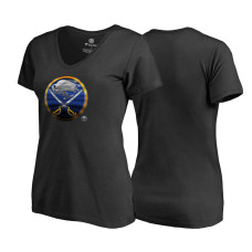 Women's Buffalo Sabres Black V-neck Midnight Mascot Team T-shirt