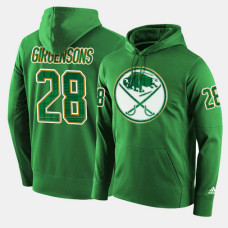 Buffalo Sabres #28 Zemgus Girgensons Green St. Patrick Day Pullover Hoodie