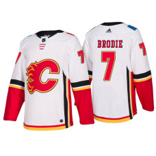 Calgary Flames #7 T. J. Brodie White 2017-2018 Season Away Jersey