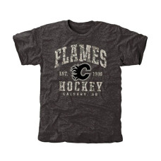 Calgary Flames Black Camo Stack Tri-Blend T-Shirt