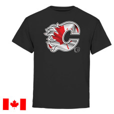 Calgary Flames Black Canada Day Canada Wave T-Shirt