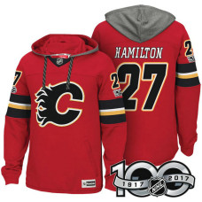 Calgary Flames #27 Dougie Hamilton Red Anniversary Classic Patch Hoodie