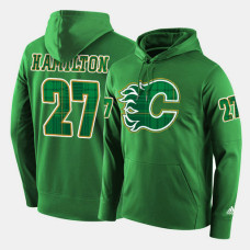 Calgary Flames #27 Dougie Hamilton Green St. Patrick Day Pullover Hoodie