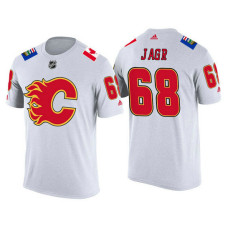 Calgary Flames #68 Jaromir Jagr White Adidas Player Jersey Style T-shirt