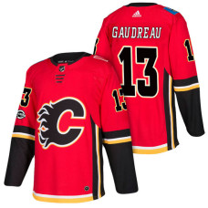 Calgary Flames #13 Johnny Gaudreau Red 2018 New Season Home Authentic Jersey With Anniversary Patch