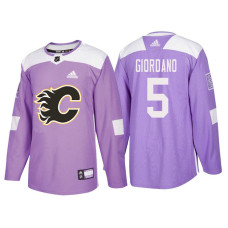 Calgary Flames #5 Mark Giordano Purple Hockey Fights Cancer Authentic Jersey