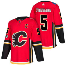 Calgary Flames #5 Mark Giordano Red 2018 New Season Home Authentic Jersey With Anniversary Patch