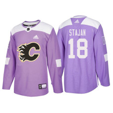 Calgary Flames #18 Matt Stajan Purple Hockey Fights Cancer Authentic Jersey