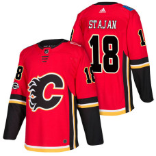 Calgary Flames #18 Matt Stajan Red 2018 New Season Home Authentic Jersey With Anniversary Patch