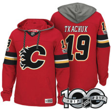 Calgary Flames #19 Matthew Tkachuk Red Anniversary Classic Patch Hoodie