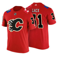 Calgary Flames #31 Eddie Lack Red Adidas Player T-shirt