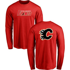 Calgary Flames Red Team Mark Long Sleeve T-shirt