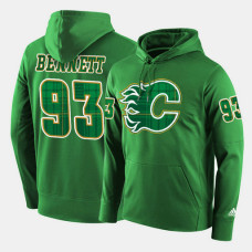 Calgary Flames #93 Sam Bennett Green St. Patrick Day Pullover Hoodie