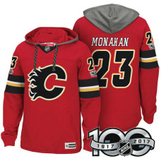 Calgary Flames #23 Sean Monahan Red Anniversary Classic Patch Hoodie