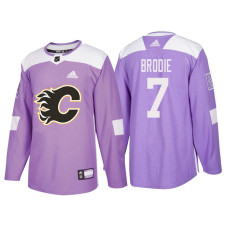 Calgary Flames #7 TJ Brodie Purple Hockey Fights Cancer Authentic Jersey