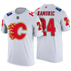 Calgary Flames #24 Travis Hamonic White Adidas Player T-shirt