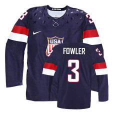 USA Team Cam Fowler #3 Navy Blue Away Premier Olympic Jersey