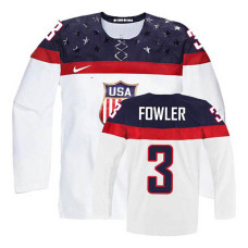 USA Team Cam Fowler #3 White Home Premier Olympic Jersey