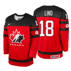 Canada Team #18 Kole Lind Red 2017 WJSS Team Young Player Underway Jersey