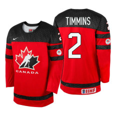 Canada Team #2 Conor Timmins Red 2017 WJSS Team Young Player Underway Jersey