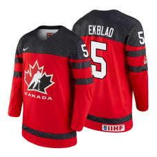 Canada Team #5 Aaron Ekblad 2018 IIHF World Championship Red Player Jersey