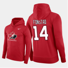 Canada Team #14 Cole Fonstad 2018 IIHF World Championship U18 Red Player Hoodie