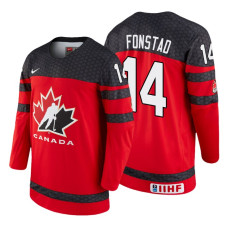 Canada Team #14 Cole Fonstad 2018 IIHF World Championship Red Player Jersey