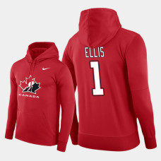 Canada Team #1 Colten Ellis 2018 IIHF World Championship U18 Red Player Hoodie