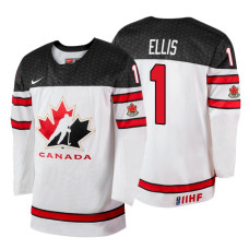 Canada Team #1 Colten Ellis 2018 IIHF World Championship White Player Jersey