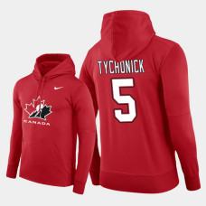 Canada Team #5 Jonathan Tychonick 2018 IIHF World Championship U18 Red Player Hoodie