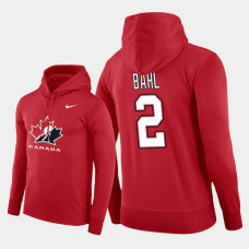 Canada Team #2 Kevin Bahl 2018 IIHF World Championship U18 Red Player Hoodie