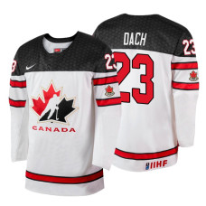 Canada Team #23 Kirby Dach 2018 IIHF World Championship White Player Jersey