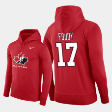 Canada Team #17 Liam Foudy 2018 IIHF World Championship U18 Red Player Hoodie