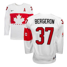 Canada Team Patrice Bergeron #37 White Home Premier Olympic Jersey