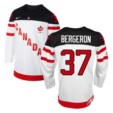 Canada Team Patrice Bergeron #37 White 100th Anniversary Premier Olympic Jersey