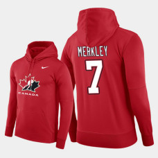 Canada Team #7 Ryan Merkley 2018 IIHF World Championship U18 Red Player Hoodie