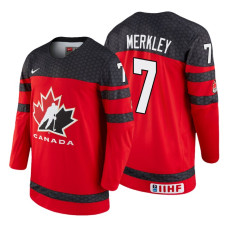 Canada Team #7 Ryan Merkley 2018 IIHF World Championship Red Player Jersey