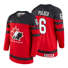 Canada Team #6 Ryan Pulock 2018 IIHF World Championship Red Player Jersey