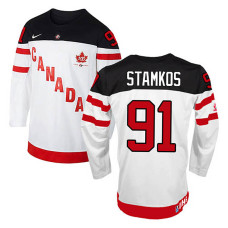 Canada Team Steven Stamkos #91 White 100th Anniversary Premier Olympic Jersey