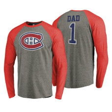 Montreal Canadiens Father's Day Greatest Dad Raglan Tri-Blend Long Sleeve Heathered Gray T-Shirt