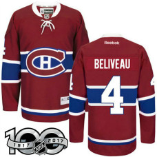 Montreal Canadiens #4 Jean Beliveau Red 100 Greatest Player Jersey