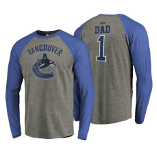 Vancouver Canucks Father's Day Greatest Dad Raglan Tri-Blend Long Sleeve Heathered Gray T-Shirt