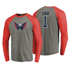 Washington Capitals Father's Day Greatest Dad Raglan Tri-Blend Long Sleeve Heathered Gray T-Shirt