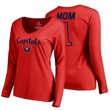 Washington Capitals 2018 Fanatics Mother's Day Number 1 Mom long sleeve T-Shirt Red