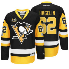 Penguins #62 Carl Hagelin Black 100th Patch Premier Jersey