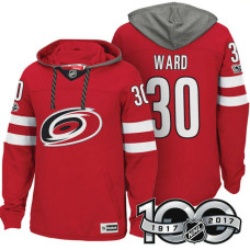 Carolina Hurricanes #30 Cam Ward Red 2017 Anniversary Patch Hoodie