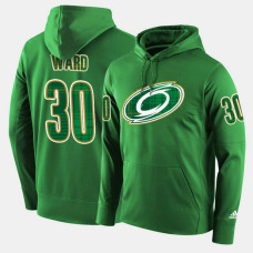 Carolina Hurricanes #30 Cam Ward Green St. Patrick Day Pullover Hoodie