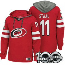 Carolina Hurricanes #11 Jordan Staal Red 2017 Anniversary Patch Hoodie