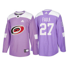 Carolina Hurricanes #27 Justin Faulk Purple 2018 Adidas Authentic Hockey Fights Cancer Jersey