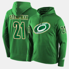 Carolina Hurricanes #21 Lee Stempniak Green St. Patrick Day Pullover Hoodie